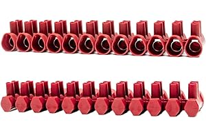 RASMACOR | PRO 16 mm2 | Connex Lüsterklemmen-Set 2-teilig - 12-polig - Kabelquerschnitt 16 mm² - rot | Rahmenklemmen | 12-polige Klemmleiste | Hausinstallation