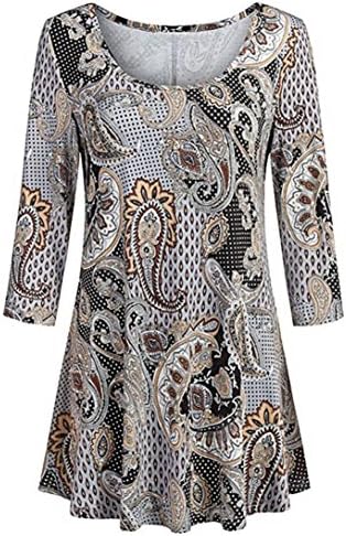 VEMOW Shirts for Women Workout Juniors Blouses Loose Casual for Work Vintage Cute Teen Girls Sexy Large Size Elegant Womans Tank Tops, Floral Print Shirts 3/4 Sleeves O-Neck Tunic