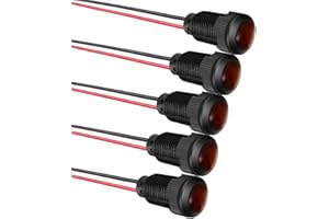 Gebildet 5uds LED Plástico Indicador luz Piloto AC/DC 12-24V Orificio de Montaje Tamaño 12mm (rojo)