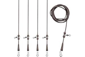 RJLLKD 5 PCS Pre Rigged Rig Tube Tied Carp Fishing Rigs, Helicopter Set up Carp Anti Tangle Leaders Eady Action Leadcore Leaders for Weedy or Silty Bottom Outdoor Fishing Discreet Gravel Brown