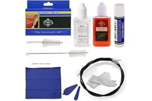 ROCHIX 1890 Trumpet/Cornet Maintenance Kit, Piston Oil, Tuning Pull Grease, Flexible Brush, Piston Brush, Mouthpiece Brush, Cork Grease, Cleaning Cloth (Random Colors Cloths)