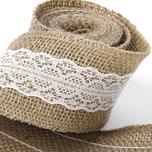 2M Hessische Jute Weisse Spitzen Handwerk Farbband für Handwerk Hochzeit Haus Dekor - 4