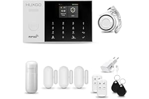 HUXGO® HXA005 Alarmas para casa hogar WiFi + gsm con Sirena | Kit Alarma inalámbrico con 1x Sensor de Movimiento, 3X alarmas de Puerta/Ventana | Alarma Tuya Smart Life