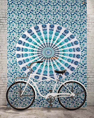 Tapestry Single Blue New More tapestries Wall Hanging Art Decor Mandala Tapestry Hippie Dorm 84X55 inches AAKRITI GALLERY