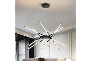 minifair Moderne LED-Sputnik-Kronleuchter,Industrie Pendelleuchte, schwarz/goldene hängende Innendeckenbeleuchtung mit 12 Köpfen für Wohnzimmer, Esszimmer, Küche, Schlafzimmer