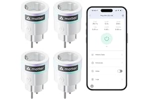 SwitchBot Plug Mini Matter-fähig mit Leistungsüberwachung 4er Pack, WLAN Steckdose, kompatibel mit Alexa, Google Home, Apple Home und Home Assistant (über Matter), Sprach- & App-Steuerung, 16A Type-F