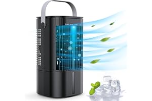 FOTFLACE Mobiles Klimageräte Luftkühler, Ventilator mit Wasserkühlung mit 3 Windgeschwindigkeiten, 90° Oszillation, 1000ml Wassertank, 2/4 Timer Klein Klimaanlage Luftkühler für Zuhause und Büro