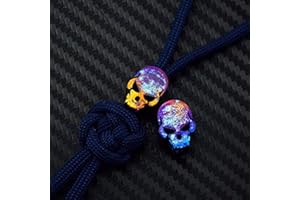 Aibote 1 pieza Aleación de Titanio TC4 Cuchillo Cordón Cuerda de Paracord Colgante Herramienta EDC Gadget de Cuchillos para Acampar al Aire Libre(Calavera Colorido)