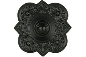 A29 Wired Iron Doorbell Chime Push Button in Black Powder Coat Finish Vintage Decorative Door Bell with Easy Installation