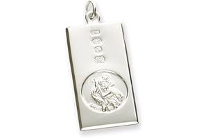 CHRISTOPHER JAMES OF LONDON Personalised With Your Engraving Solid 925 Sterling Silver Large St Christopher Ingot Pendant With Custom Hallmark 30mm x 16mm In Gift Box