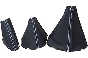 THE TUNING-SHOP LTD Lot de 3 guêtres en cuir italien véritable noir avec coutures blanches