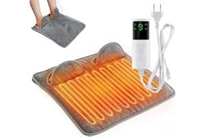KUWUNG Calentador de Pies Eléctrico, 9 Niveles de Temperatura, 4 Temporizadores, Lavable a Máquina