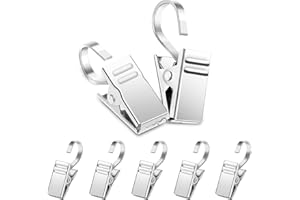 GUANGYUAN 50 Stück Vorhang Clips Metall Curtain Clips Gardinenhaken zum seilklammern rostfrei gardienenklammer vorhangklipsvorhangklammern Clips mit Haken für Gardinen Vorhänge Duschvorhang(Edelstahl)