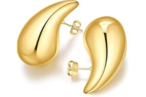 WHALINE Boucle Oreille Goutte D'eau 18k Boucles D'oreilles Créoles Dupes éPaisses en Hypoallergéniques Bijoux Cadeau pour Femme