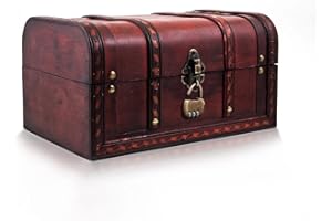 infinimo Schatztruhe Caribe - Kiste Mit Zahlenschloss - Holztruhe, Schatzkiste 28x19x15cm groß - Ideal als Geschenkebox für z.B. Hochzeit und Geburtstag