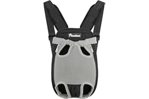 Pawaboo Pet Carrier Backpack, Adjustable Pet Front Cat Dog Carrier Backpack Travel Bag, Legs Out, Easy-Fit for Traveling Hiking Camping for Small Medium Dogs Cats Puppies, Small, Gray
