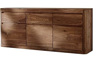 MASSIVMOEBEL24.DE Toronto Sideboard mit Türen 185x80x40 Sheesham/Palisander - Verschiedene Größen und Farben, Farbe:Dunkelbraun gebeizt, Größe:185x40x80 cm (BxTxH)