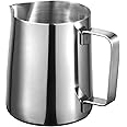 SKY-TOUCH Stainless Steel 580ml Milk Frothing Pitcher Measurements on Both Sides Inside Plus eBook & Microfiber Cloth Perfect for Espresso Machines Milk Frothers Latte Art, Silver