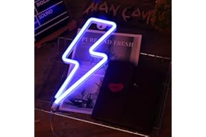TECHSHARE Letrero de neón Lightning Bolt para pared, con luces LED de neón, funciona con pilas o USB, luces de neón para dormitorio, Navidad (azul)