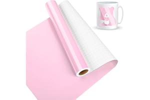 LYA VINYL Vinyle Adhésif Rose Brillant, 30 x 457 cm Vinyle adhésif Rose pour Cricut, Silhouette Cameo, Vinyle permanent pour Cadeaux de Bricolage, Mug