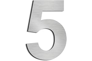 Nanlyiau Numery domów ze stali nierdzewnej, 15,3 cm, samoprzylepne cyfry z litego drewna SUS304 (numer 5)