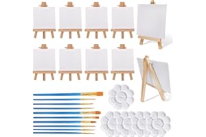 SIYRDXCBT 37 St Faltbare Mini Staffelei Kleine Dreieckige Holz Staffelei Klein mit Leinwand Pinsel für DIY Malerei Hochzeit Weihnachten Geburtstag Party