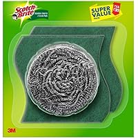 ScotchBrite Stainless Steel and Scrub Pad combo 1 Steel Scrubbers (15g) + 2 Scrub pads (3"x3")
