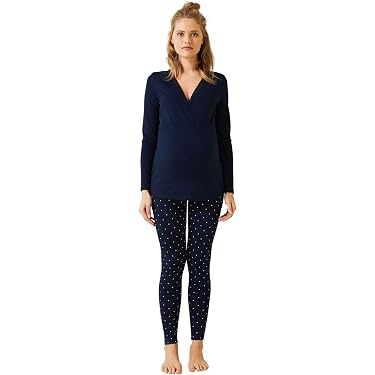 Bellivalini Pyjama Grossesse Et Allaitement Haut + Leggings Maternité Femme BLV50-126