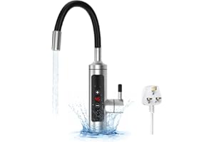 STRIXORN Instant Hot Water Tap, Electric Instant Water Heater, Stainless Steel Fast Heating Tap Heater with LED Digital Display, 360° Rotatable Sink Cold Hot Mixer Faucet for Kitchen Bathroom Facilities