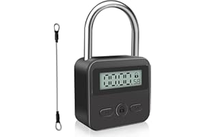 Digitale Zeitschloss mit LCD-Display, SKJJL Smart Lock mit Seil, Metall Time Lock USB Aufladbare, Küchensafe Zeitschloss, Vorhängeschloss Groß für Verhindere schlechte Gewohnheiten (Schwarz)