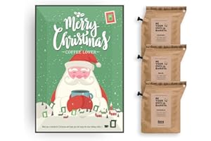 GROWER'S CUP Christmas Greeting Cards for Coffee Lovers – Includes 3 Premium Coffee Brewers with Gourmet Coffees of The World | Unique & Unusual Hamper Style Letterbox Gift Idea for Men & Women (Santa Vintage)