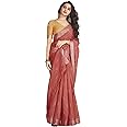 SIRIL Women's Cotton Printed Zari Striped Ready to Wear One Minute Saree With Unstitched Blouse Piece