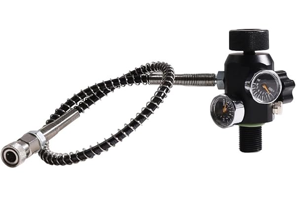 TUXING M18 x 1,5 gänga 4 500 psi paintball fyllstation PCP luftpistolregulator dubbel mätventil lufttanksventil med 50 cm högtrycksslang (ej reglerad) för cylinderladdningssystem