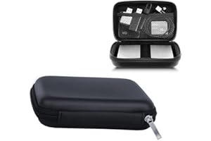 SHULLIN Hard Drive Case Power Bank Case 14 x 10 x 4cm Protective Carrying Case Hard Black Carrying Case Travel Cable Organizer Bag for 2.5" Small Electronics and Accessories