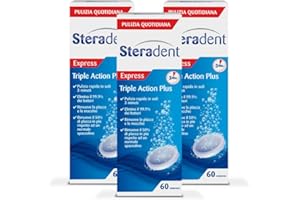 Steradent Triple Action Plus, 60 Compresse 3 Confezioni, Maxi formato