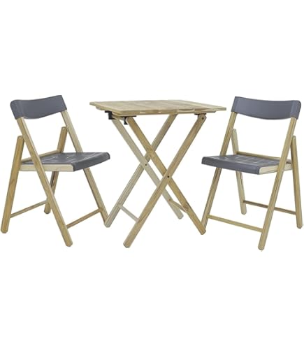 Ensemble Bistro De Jardin Style Exotique 2 Places 3 Pièces Pliables Bois - Ensemble Table Et