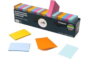 TutorCraft Flash Cards Revision Cards (7.6x5cm, 1000 Pack) – Durable Blank Index Card for Study Revision Color-Coding & Project Management 5 Colour