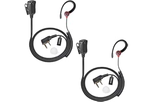 UAYESOK Oreillette Talkie Walkie, Casque Radio en Forme de G Bodyguard 2 Broches pour Radio de Sécurité Baofeng UV5R 888s UV-82HP BF-F8HP Kenwood, avec Microphone PTT et Écouteurs (2 Pcs)