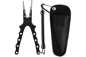 CRAZY SHARK Professional Saltwater/Freshwater Fishing Pliers Hook Remover Fishing Line Cutters with Sheath and Lanyard
