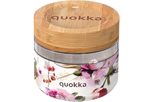 Quokka DELI DARK FLOWERS | BEHÄLTER FÜR ESSEN AUS GLAS MIT SILIKONHÜLLE 500 ML