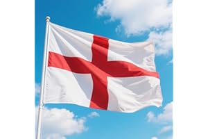 POUWAY Large St George Flags, St George's Cross Flag 3FTx5FT-(90x150cm) with Eyelets, Large Red White England Flags Outdoor Indoors, 100% Polyester, Union Jack Flag