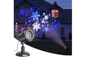 EAMBRITE Snowflake Projector Light LED White/Blue Rotating Snowfall Landscape Projection Decorative Christmas Lights for Birthday Wedding Theme Party Garden Home Winter Outdoor Indoor Decor