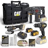 CAT DXK302 18V Şarjlı Kombo Set, 3 Par&ccedil;a K&ouml;m&uuml;rs&uuml;z Profesyonel Elektrikli El Aletleri, 4.0Ah Li-ion, 50Nm Tork, 39 Par&ccedil;a Akses