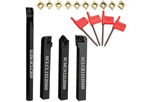 KATSU TOOLS Set di utensili da taglio per tornio con inserti orientabili a 4 pezzi con 10 inserti S12M-SCLCR09 SCLCR1212H09 SCLCL1212H09 SCMCN1212H09