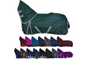 RL24 - Weidedecke Full Neck Basicline 600D Nylonfutter m. Füllung – Pferde Winterdecke – wasserdichte Outdoordecke m. Kreuzbegurtung – Pferdedecke in Grün – Größe 145cm (100g/m²)