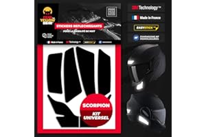 FEAR THE YELLOW BEAR YELLOW BEAR Fear The Yellow Bear© Easy Replica Kit Universel Scorpion Exo™, Kit 6 Stickers réfléchissants REPOSITIONNABLES, pour Casque Moto, 3M™ Technology