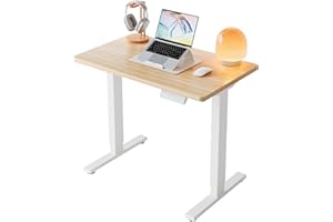 HUANUO 80 x 48cm Escritorio Eléctrico Regulable en Altura, 4 Configuraciones de Altura Memorizables, Escritorio para Trabajo en Casa y Computadora, Nogal Claro