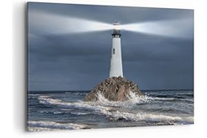 ARTTOR Cuadros Decoracion Salon faro mar Lienzos decorativos 120x80cm Cuadro Sobre Lienzo Moderno Dormitorio Cocina Cuadros Pared Imágenes Wall Art Prints Decor Canvas Grande XXL AA120x80-3550