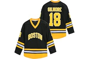 ZXCVB Hockeytrikot für Herren, Boston Happy Gilmore 18 Adam Sandler 1996, Schwarz genäht