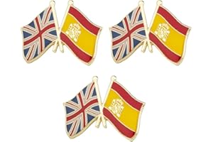 PANDA LOCO 3 x Pin de solapa esmaltado con bandera de la amistad del Reino Unido Union Jack y España